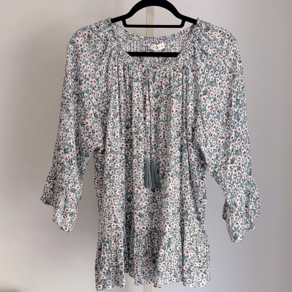 Kori Scattered Floral Print Airy Tie Front Blouse, M - Picture 1 of 8